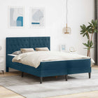 Bedframe 160x200 cm fluweel blauw met matras