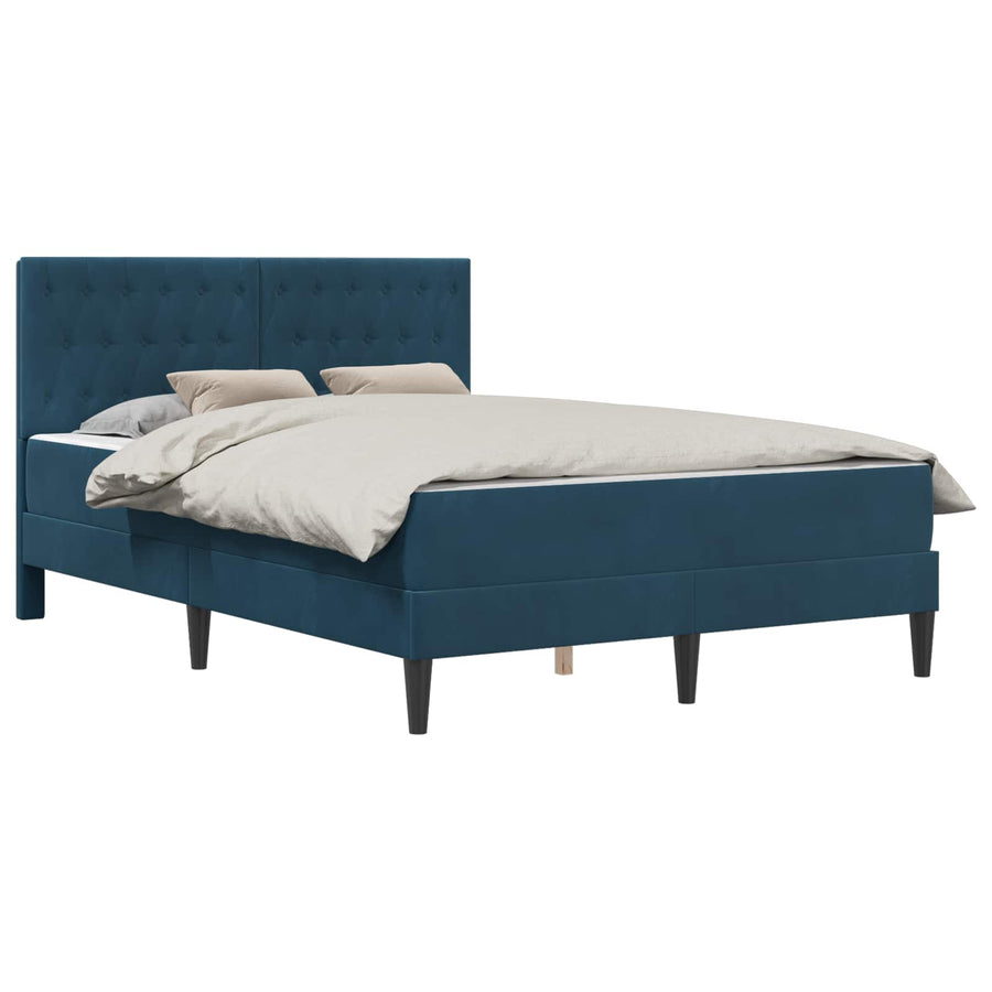Bedframe met matras met hoofdeinde Blauw 160 x 200 cm Fluweel