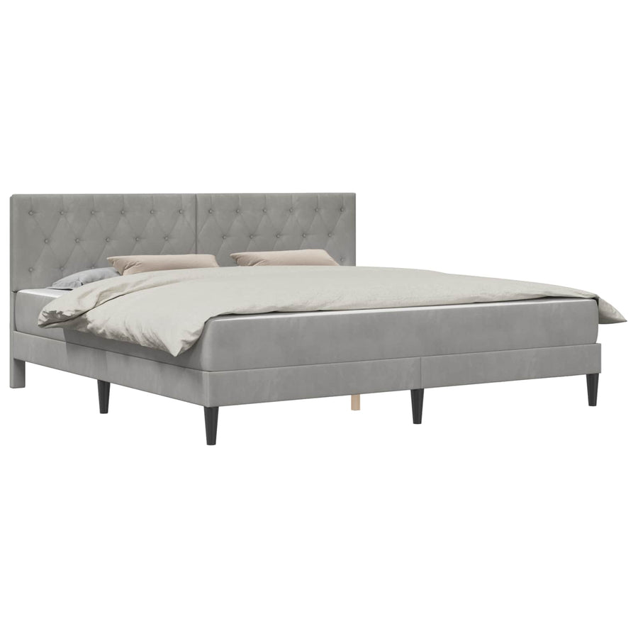 Bedframe met matras Lichtgrijs 180 x 200 cm Fluweel
