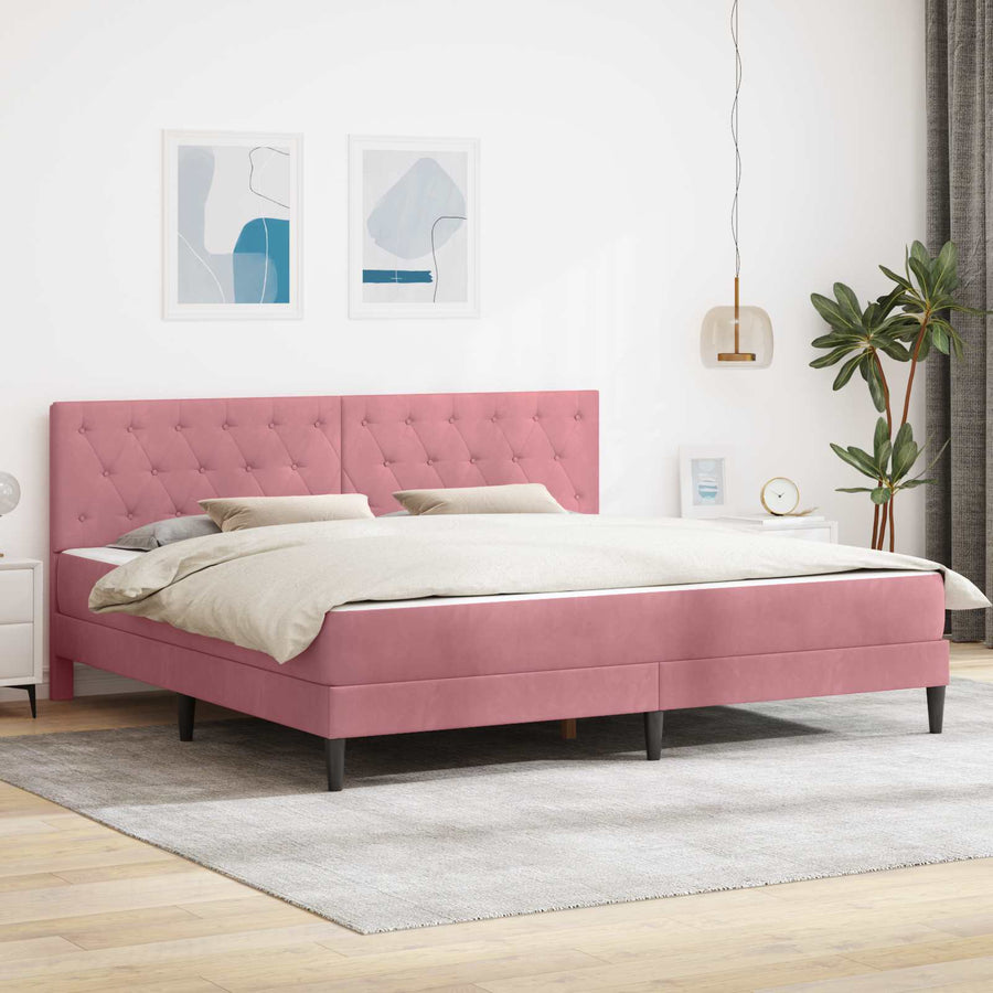 Bedframe met matras met hoofdeinde Roze 180 x 200 cm Fluweel