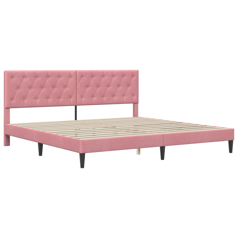 Bedframe met matras met hoofdeinde Roze 180 x 200 cm Fluweel