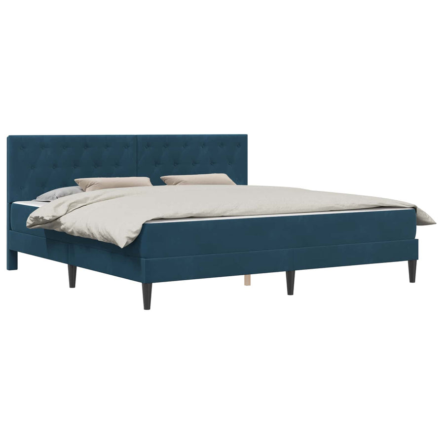 Bedframe met matras met hoofdeinde Blauw 180 x 200 cm Fluweel
