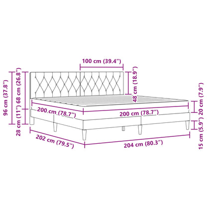 Bedframe met matras Lichtgrijs 200 x 200 cm Fluweel