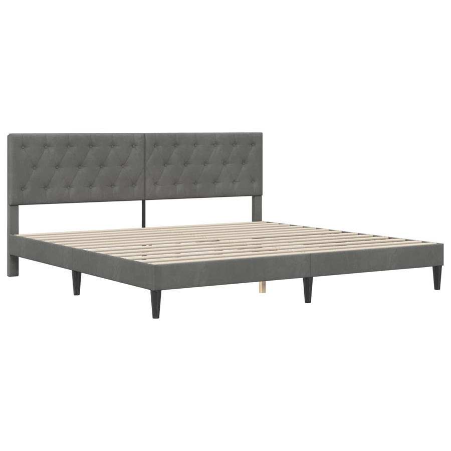 Bedframe met matras Donkergrijs 200 x 200 cm Fluweel