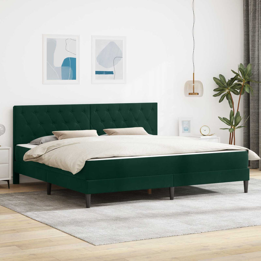 Bedframe met matras Donkergroen 200 x 200 cm Fluweel