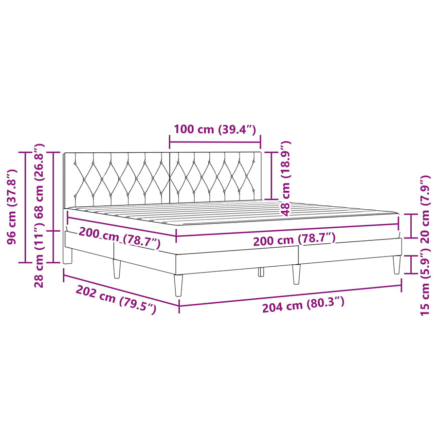 Bedframe met matras Donkergroen 200 x 200 cm Fluweel