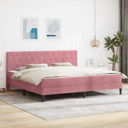 Bedframe met matras 200x200 cm roze fluweel