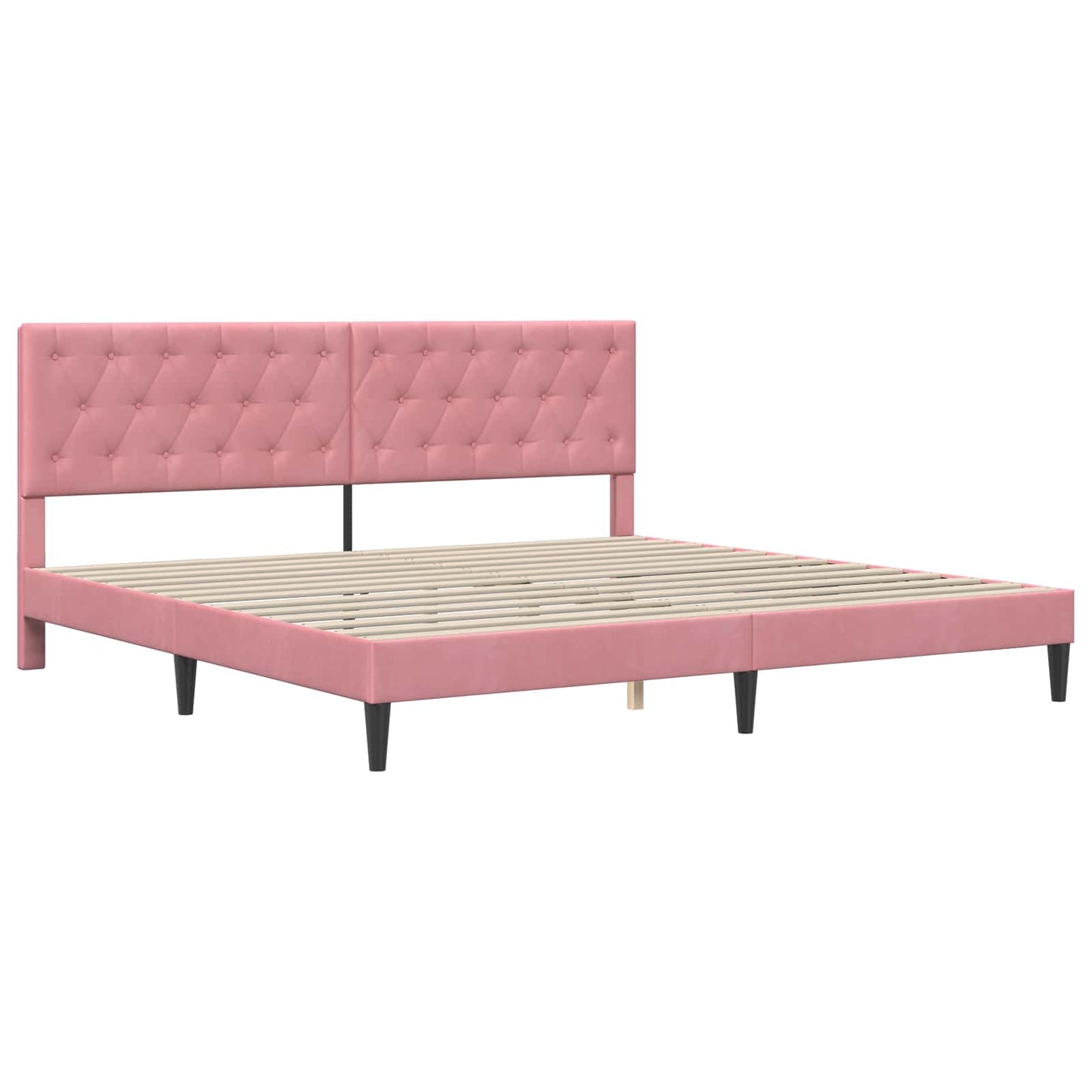 Bedframe met matras met hoofdeinde Roze 200 x 200 cm Fluweel
