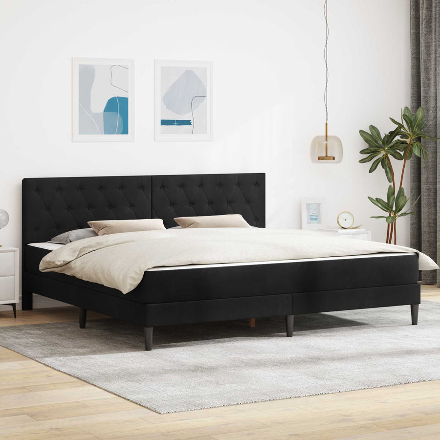 Bedframe met matras met hoofdeinde Zwart 200 x 200 cm Fluweel