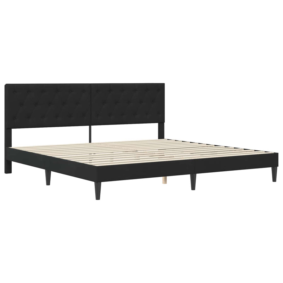 Bedframe met matras met hoofdeinde Zwart 200 x 200 cm Fluweel