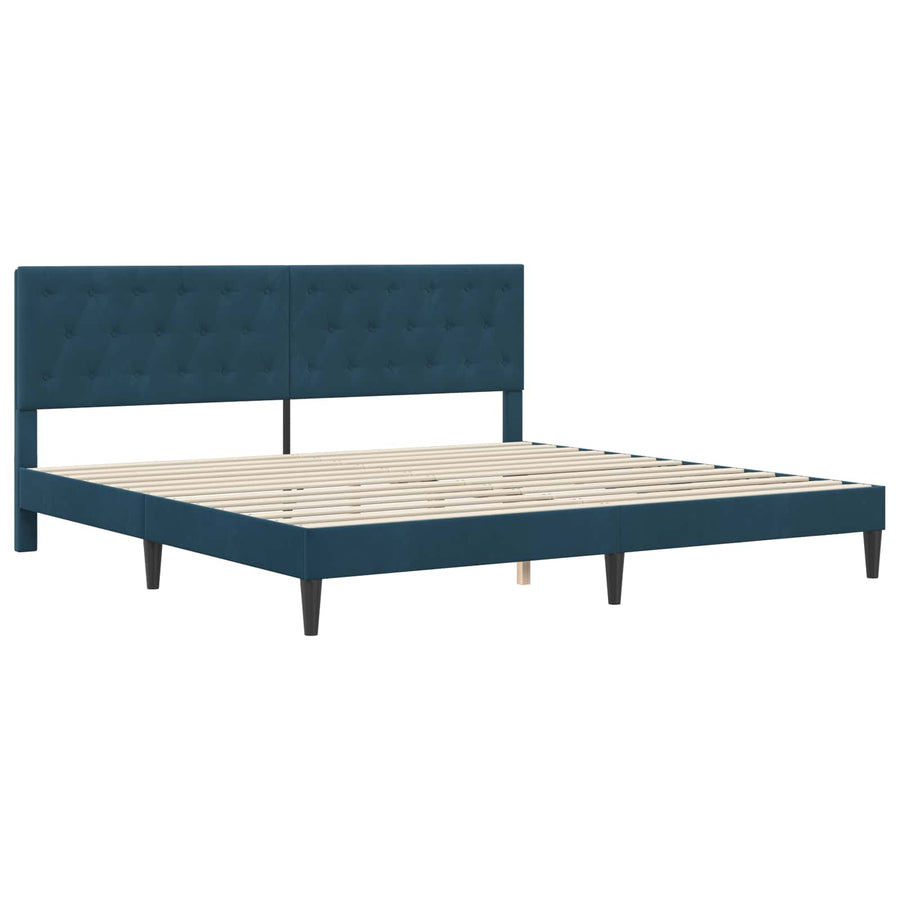 Bedframe met matras met hoofdeinde Blauw 200 x 200 cm Fluweel