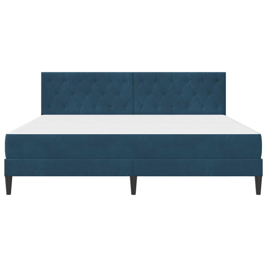 Bedframe met matras met hoofdeinde Blauw 200 x 200 cm Fluweel