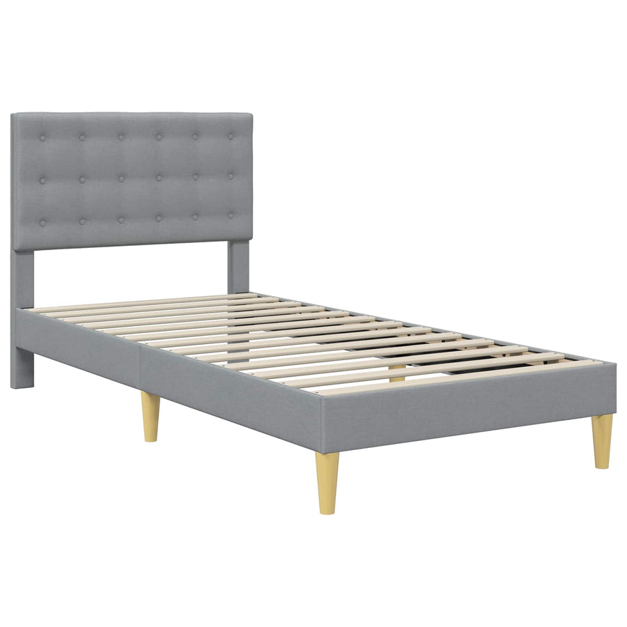 Bedframe met matras met hoofdeinde Lichtgrijs 80 x 200 cm Stof