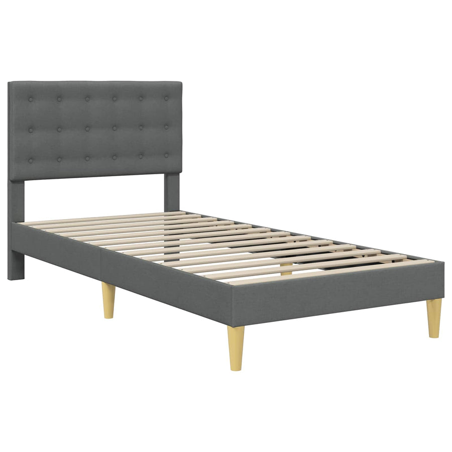 Bedframe met matras met hoofdeinde Donkergrijs 80 x 200 cm Stof