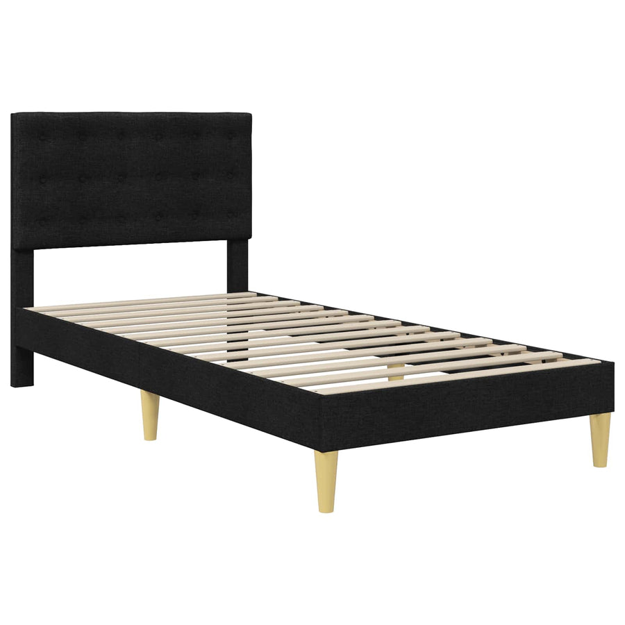 Bedframe met matras met hoofdeinde Zwart 80 x 200 cm Stof