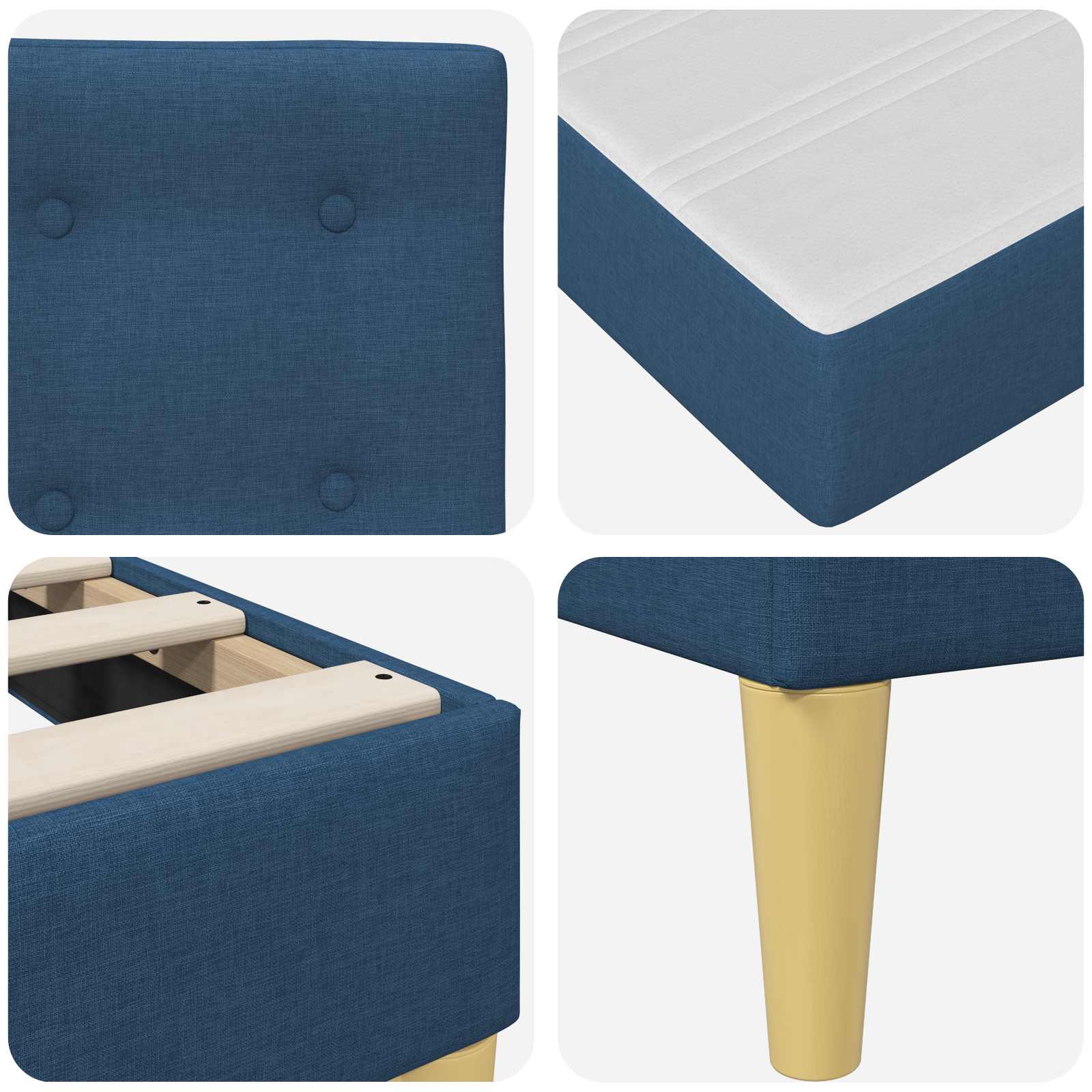 Bedframe met matras met hoofdeinde Blauw 80 x 200 cm Stof