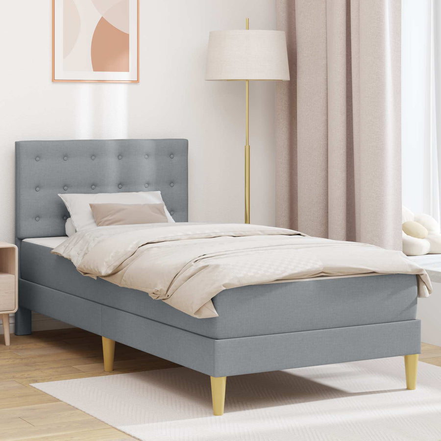 Bedframe met matras met hoofdeinde Lichtgrijs 90 x 190 cm Stof