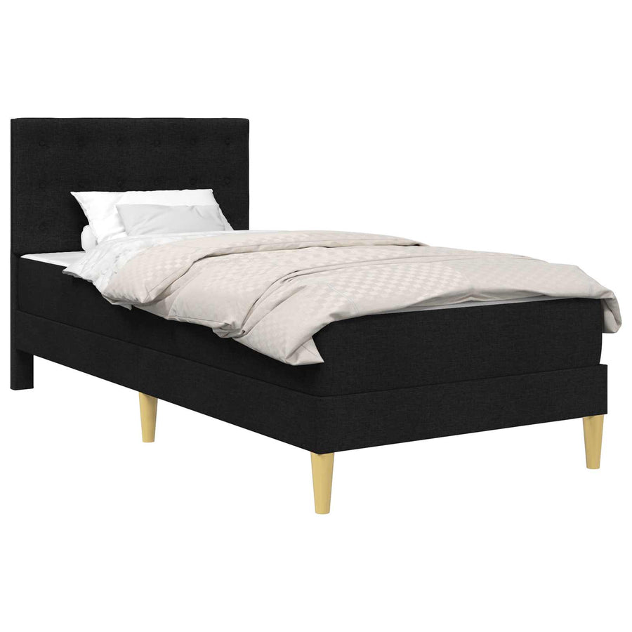 Bedframe met matras met hoofdeinde Zwart 90 x 200 cm Stof