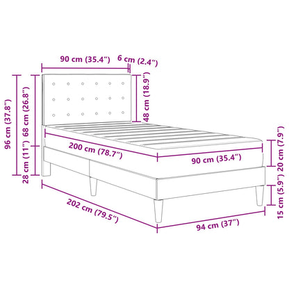 Bedframe met matras met hoofdeinde Taupe 90 x 200 cm Stof