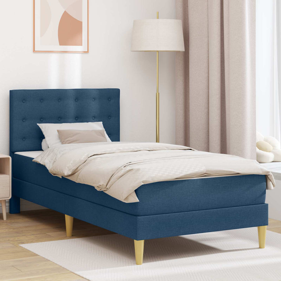Bedframe met matras met hoofdeinde Blauw 90 x 200 cm Stof
