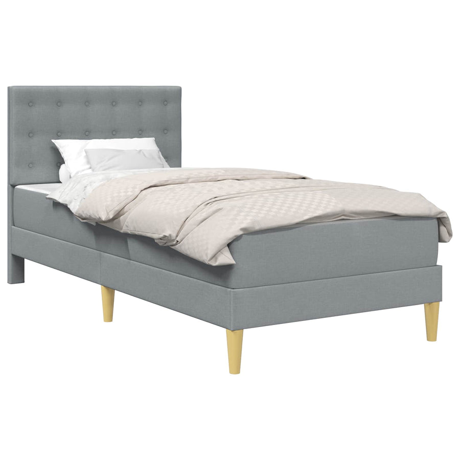 Bedframe met matras met hoofdeinde Lichtgrijs 100 x 200 cm Stof