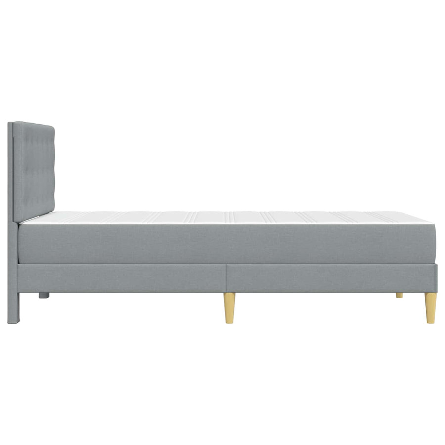 Bedframe met matras met hoofdeinde Lichtgrijs 100 x 200 cm Stof