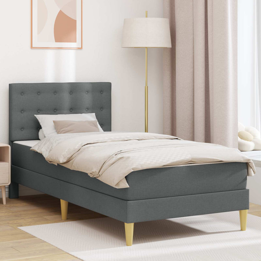 Bedframe met matras Donkergrijs 100 x 200 cm Stof