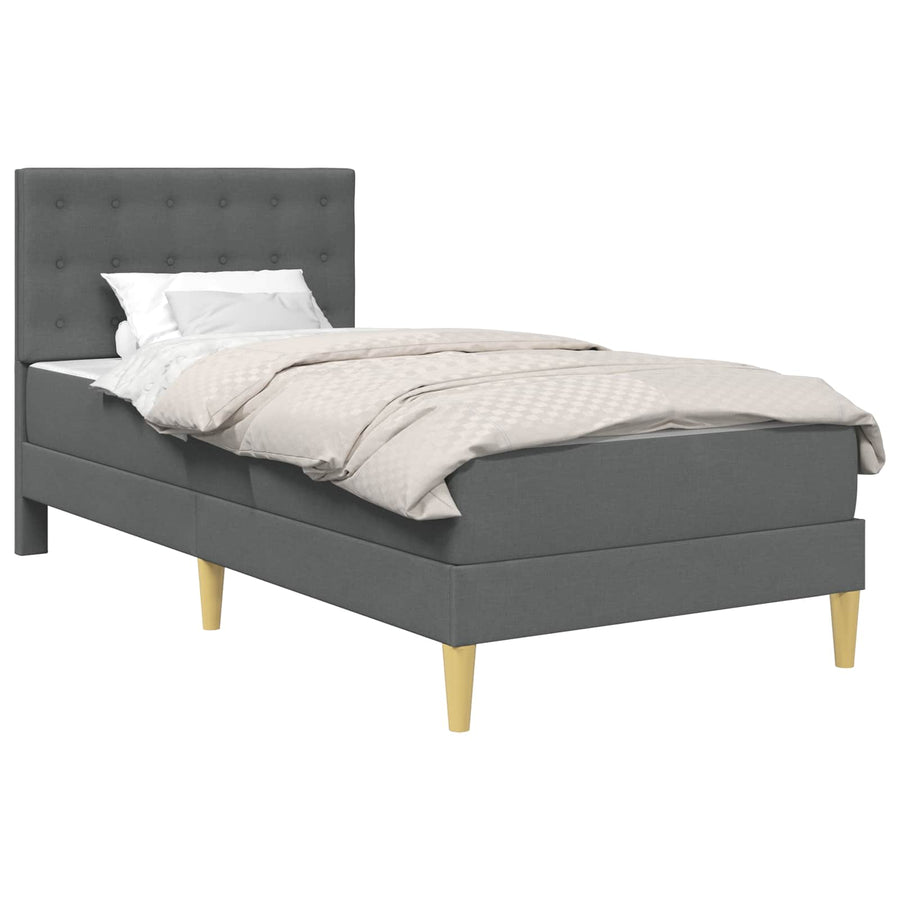 Bedframe met matras Donkergrijs 100 x 200 cm Stof
