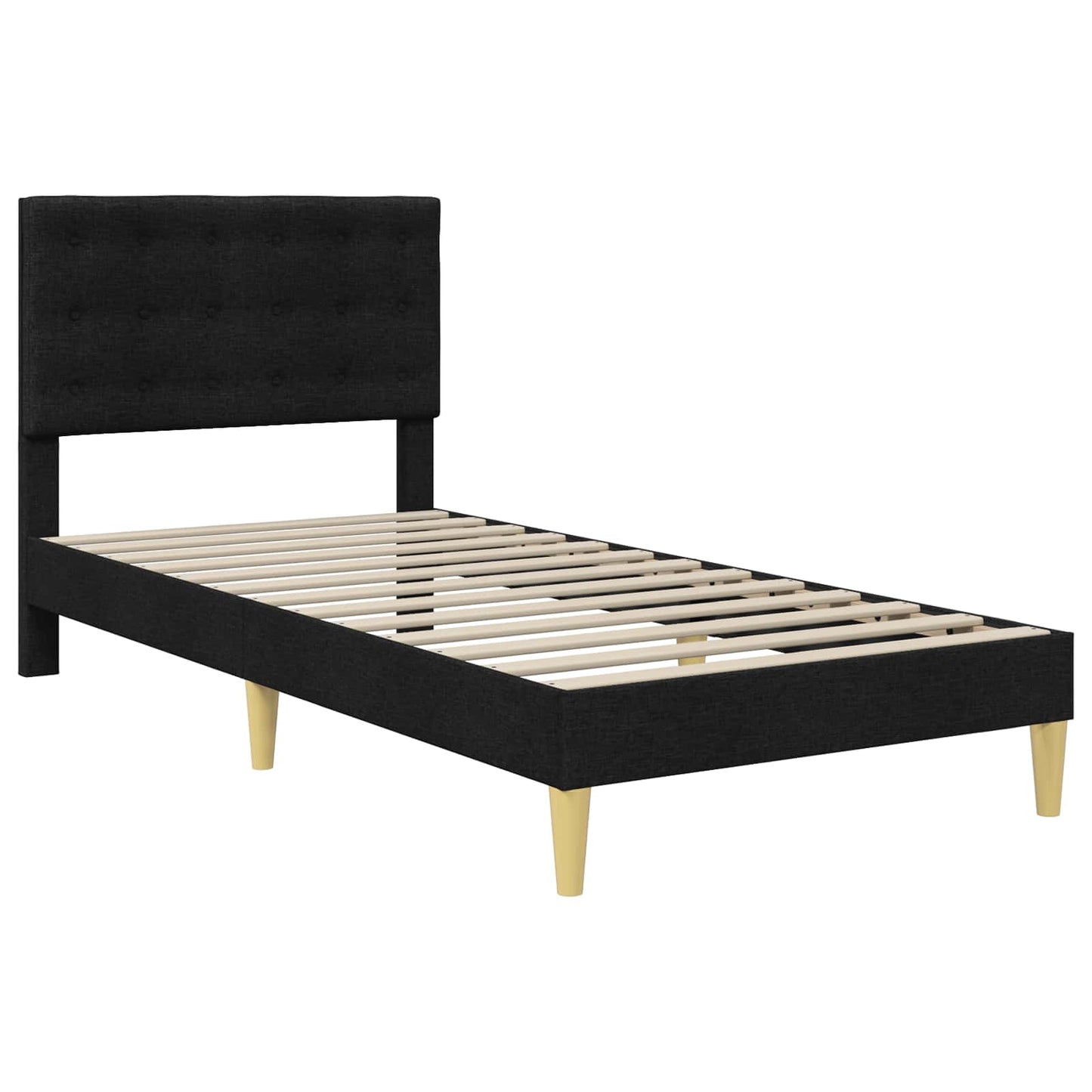 Bedframe met matras met hoofdeinde Zwart 100 x 200 cm Stof