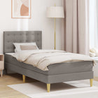 Bed Frame with Mattress with Headboard Taupe 100 x 200 cm Fabric