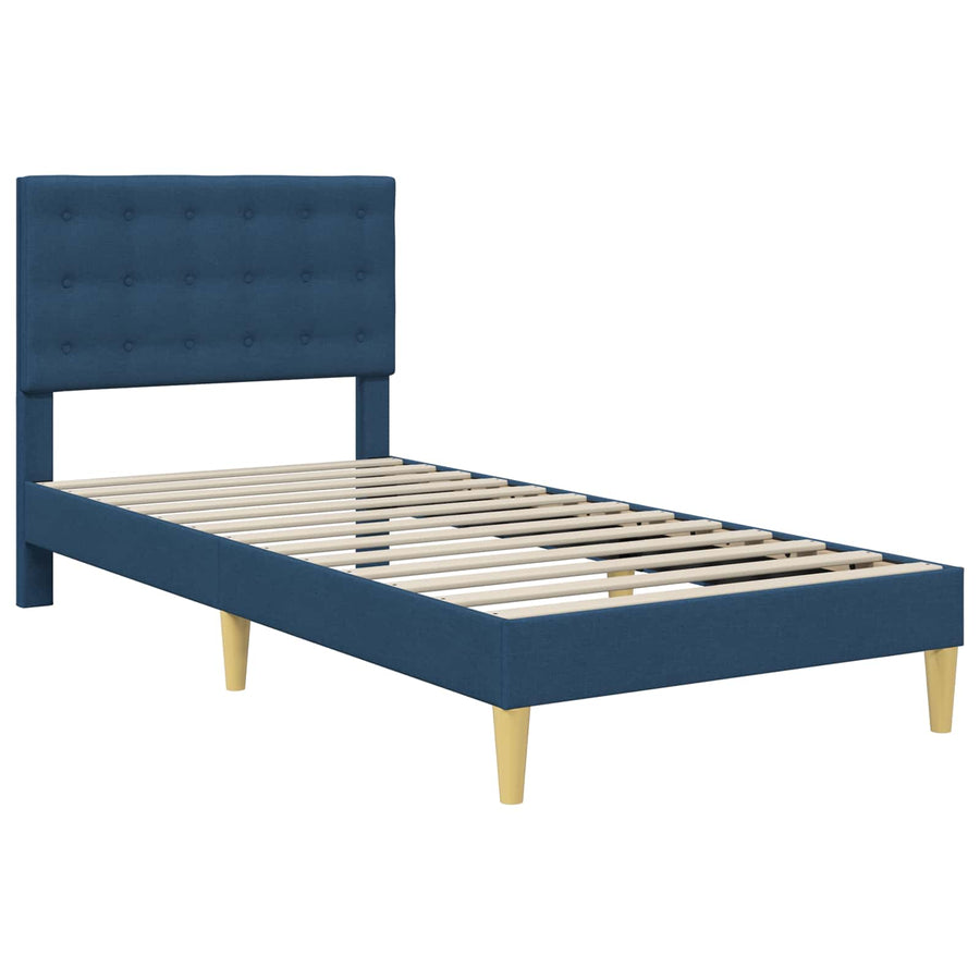 Bedframe met matras met hoofdeinde Blauw 100 x 200 cm Stof