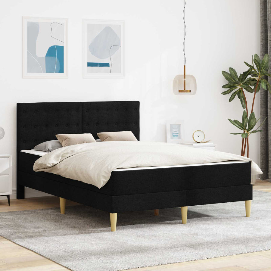 Bedframe met matras met hoofdeinde Zwart 120 x 200 cm Stof