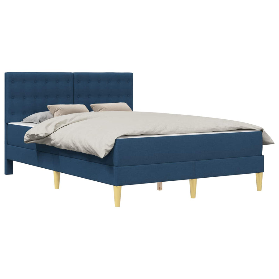 Bedframe met matras met hoofdeinde Blauw 140 x 190 cm Stof