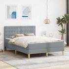 Bed frame with mattress with headboard Light Grey 140 x 200 cm Fabric