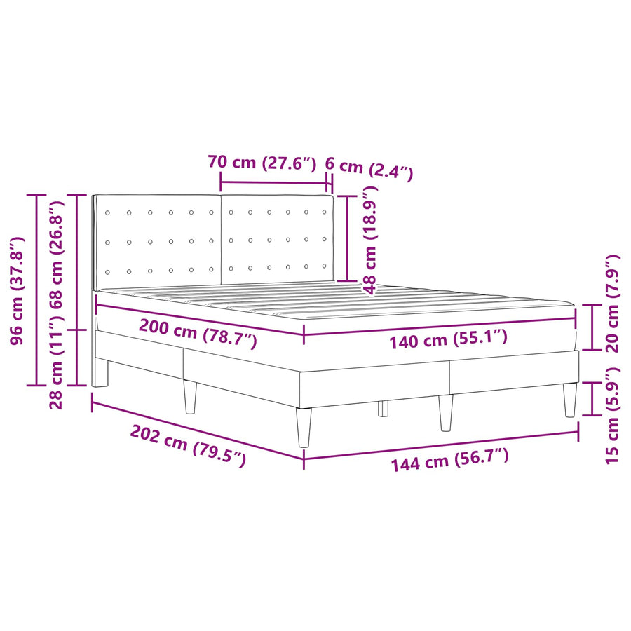 Bedframe met matras met hoofdeinde Lichtgrijs 140 x 200 cm Stof