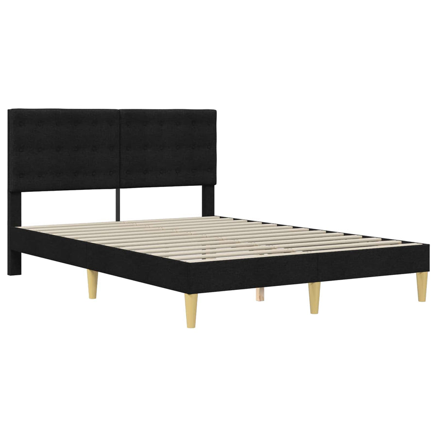 Bedframe met matras met hoofdeinde Zwart 140 x 200 cm Stof