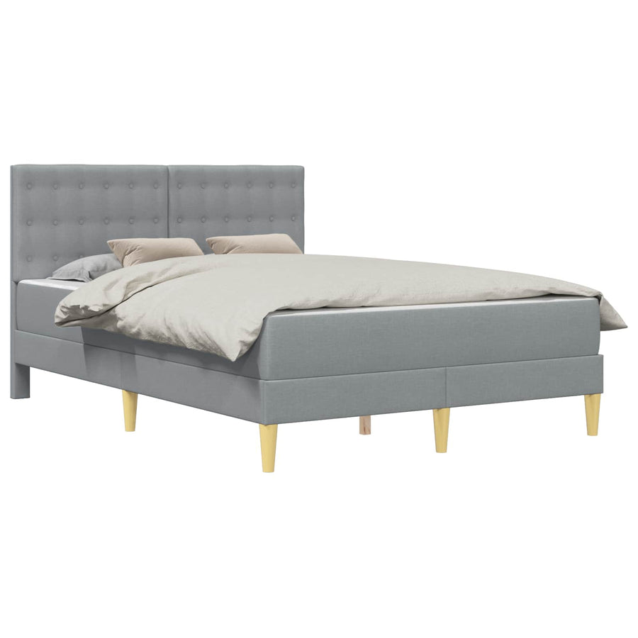 Bedframe met matras met hoofdeinde Lichtgrijs 160 x 200 cm Stof