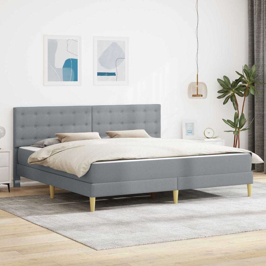 Bedframe met matras met hoofdeinde Lichtgrijs 180 x 200 cm Stof