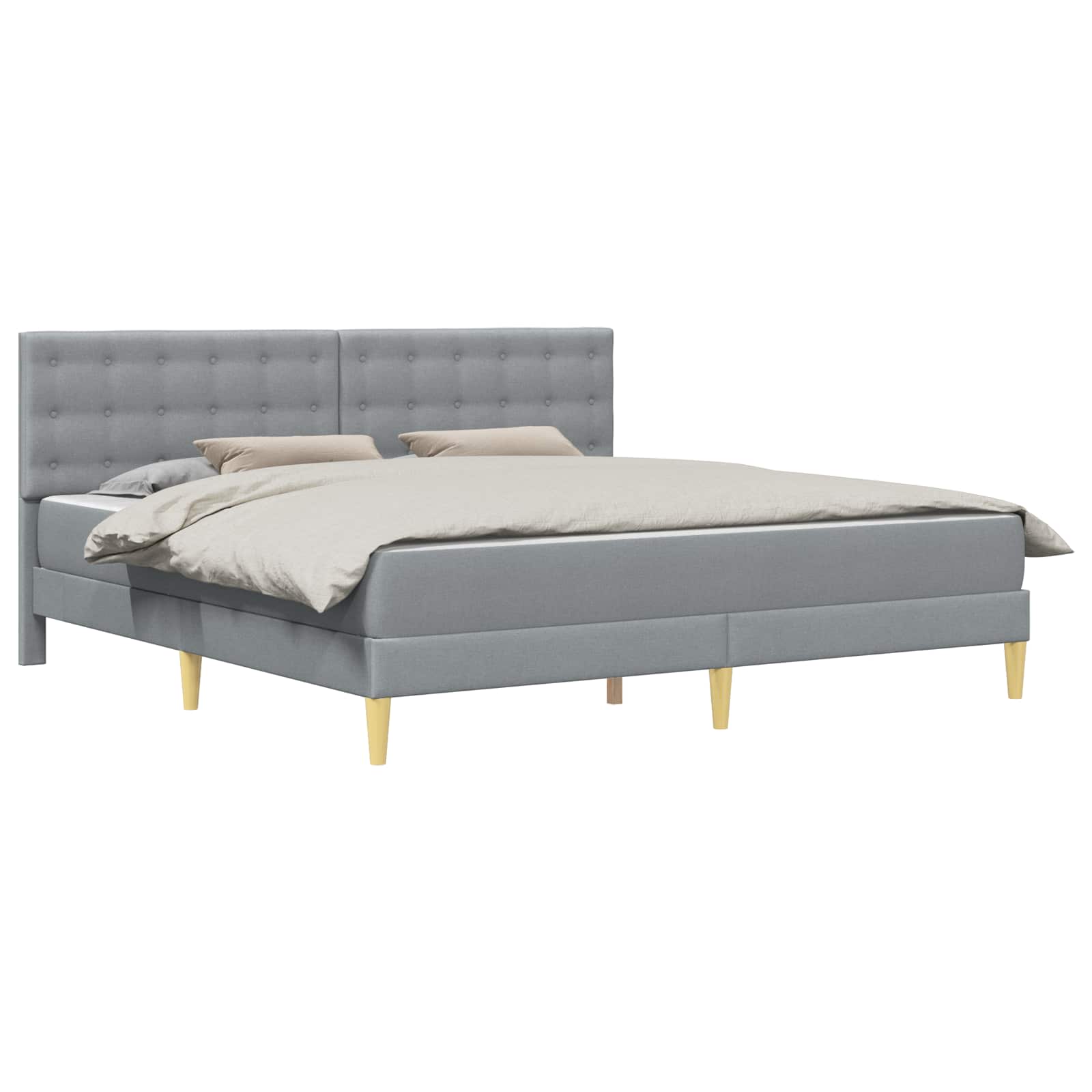 Bedframe met matras met hoofdeinde Lichtgrijs 180 x 200 cm Stof