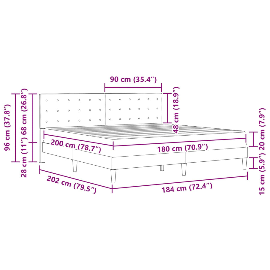 Bedframe met matras met hoofdeinde Lichtgrijs 180 x 200 cm Stof