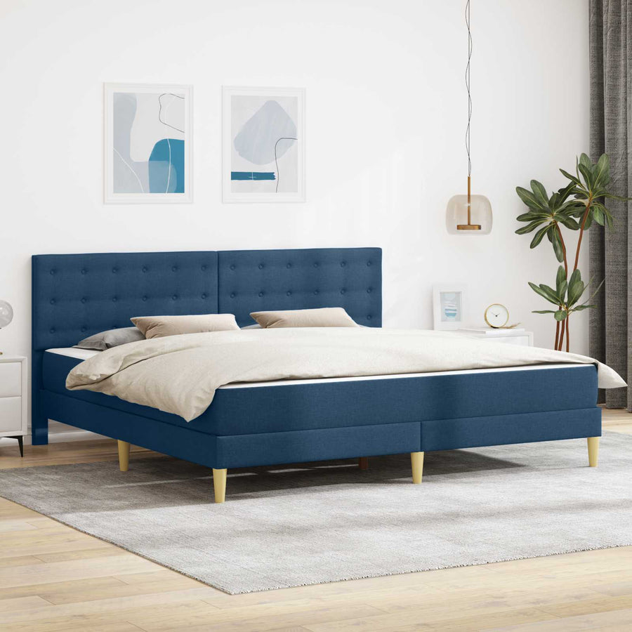 Bedframe met matras met hoofdeinde Blauw 180 x 200 cm Stof