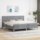 Bedframe met matras lichtgrijs 200x200 cm stof
