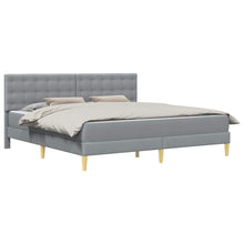 Bedframe met matras met hoofdeinde Lichtgrijs 200 x 200 cm Stof