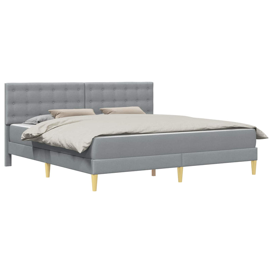 Bedframe met matras met hoofdeinde Lichtgrijs 200 x 200 cm Stof