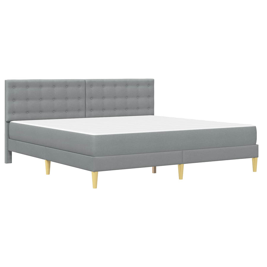Bedframe met matras met hoofdeinde Lichtgrijs 200 x 200 cm Stof