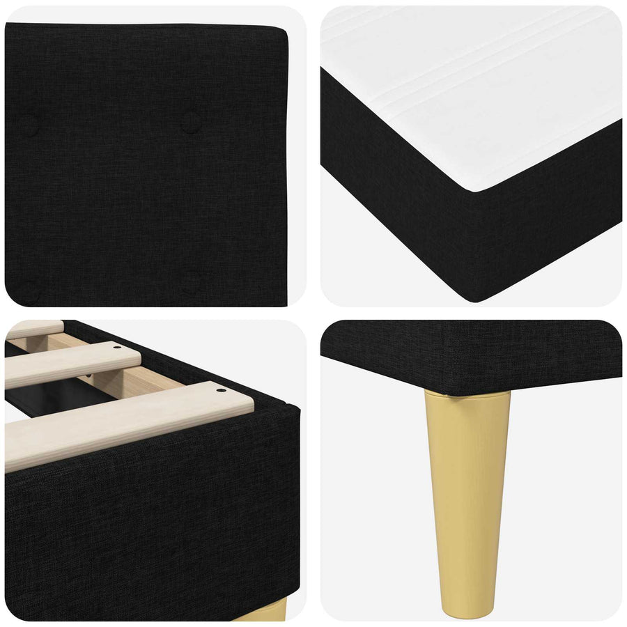 Bedframe met matras met hoofdeinde Zwart 200 x 200 cm Stof