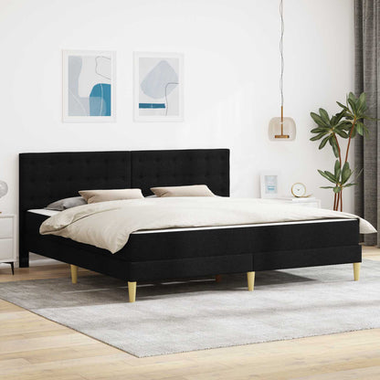 Bedframe met matras met hoofdeinde Zwart 200 x 200 cm Stof