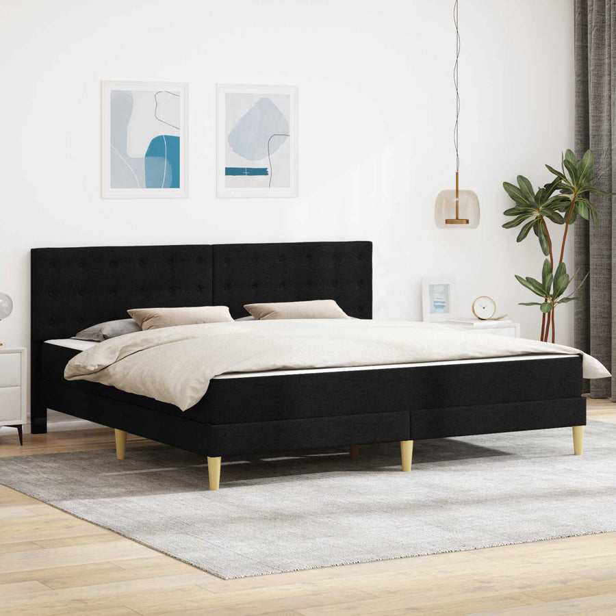 Bedframe met matras met hoofdeinde Zwart 200 x 200 cm Stof