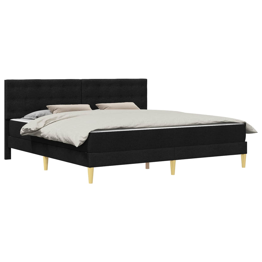 Bedframe met matras met hoofdeinde Zwart 200 x 200 cm Stof