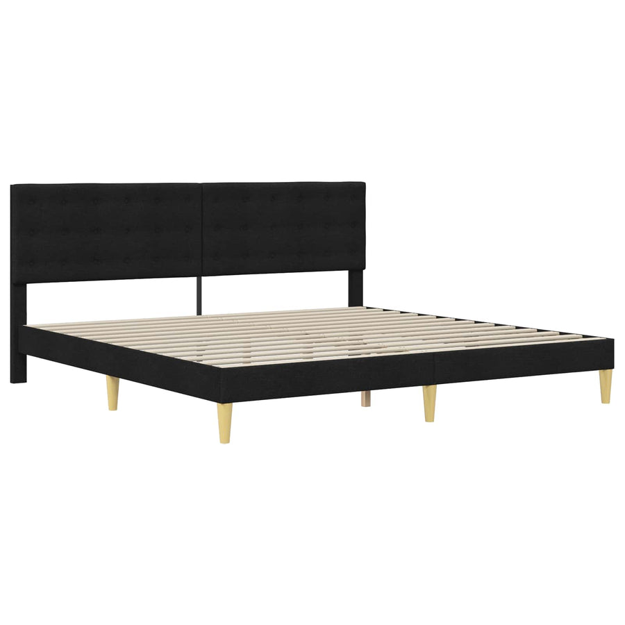 Bedframe met matras met hoofdeinde Zwart 200 x 200 cm Stof